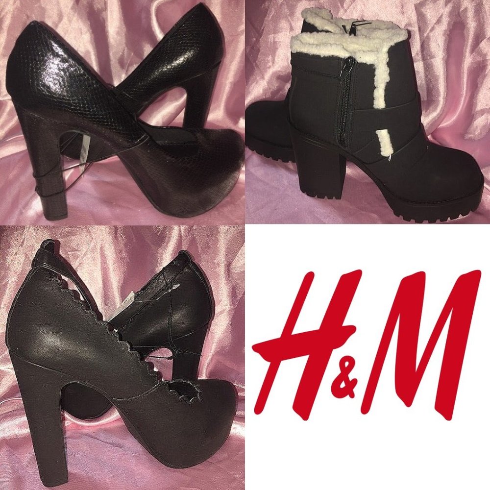 Lot of 3 NEW H&M Women's Size 8 Platforms Chunky Heels Shoes
